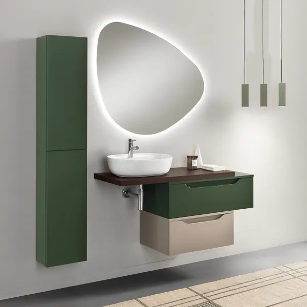 Mobile Bagno con lavabo da appoggio e 2 cassettoni - MIXI B