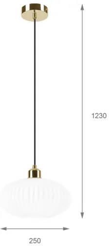 Lampadario a sospensione con filo HARMA 1xE27/15W/230V diametro 25 cm bianco/oro