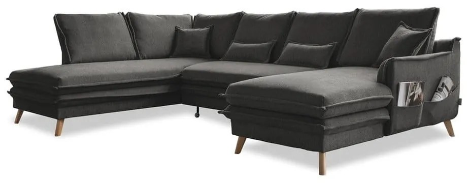 Divano letto angolare grigio scuro (angolo sinistro/"U") Charming Charlie - Miuform