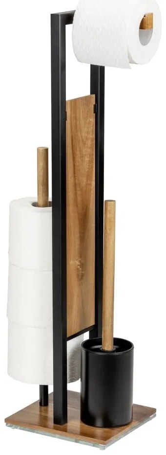 Porta carta igienica in legno con spazzola Rivalta Acacia - Wenko