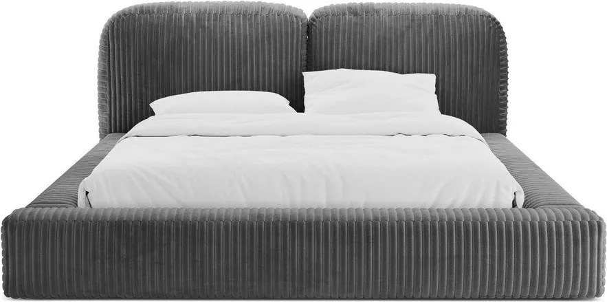 Letto matrimoniale imbottito grigio con contenitore con rete inclusa 180x200 cm Martina – Micadoni