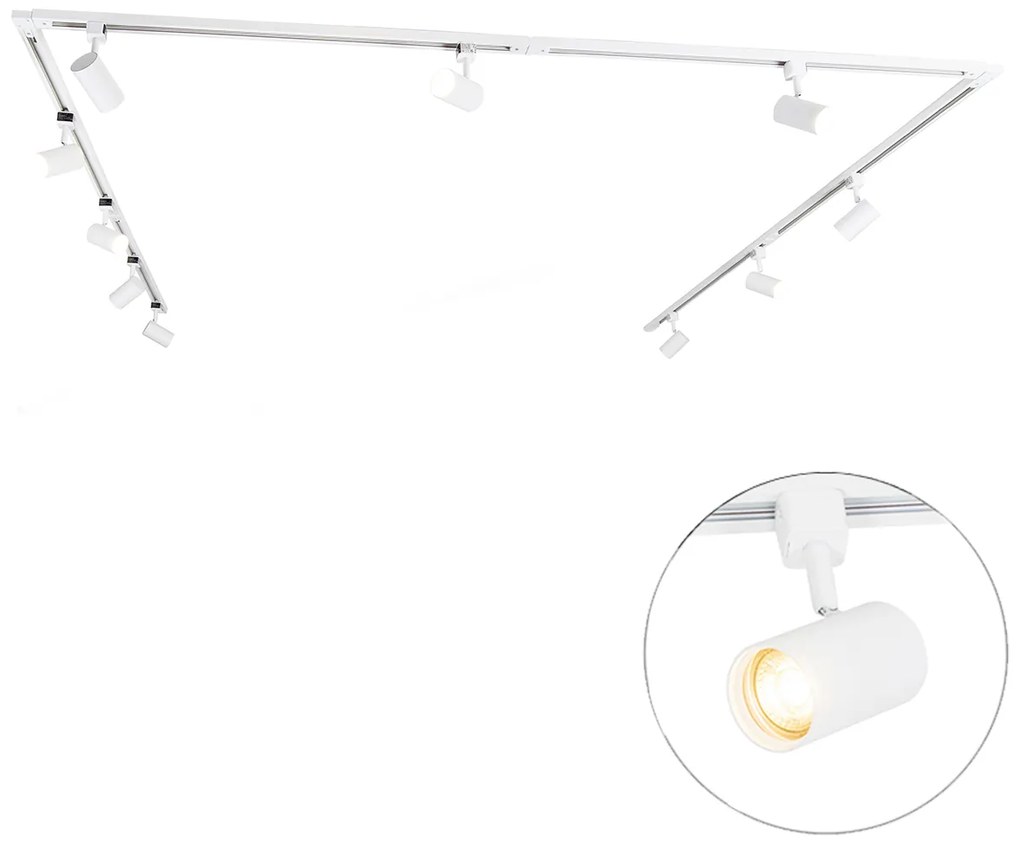 Sistema a binario moderno monofase con 10 faretti bianchi - Jeana