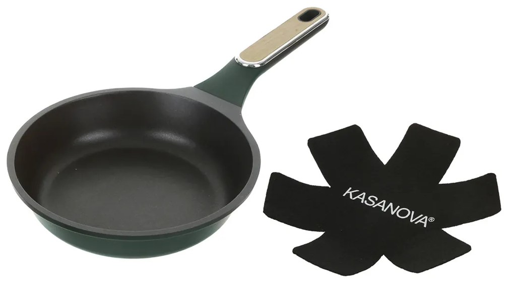 Padella antiaderente 20 cm verde con salvapadella