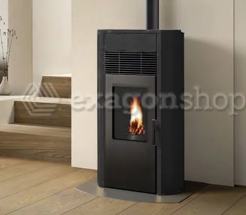 royal roberta air 80 us stufa a pellet ad aria 8kw serbatoio 17kg 53x50x104 cm in acciaio nero