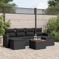 Set Divani da Giardino con Cuscini 7pz Nero Polyrattan 3224242