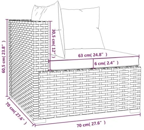 Set Mobili da Giardino 11 pz con Cuscini in Polyrattan Nero