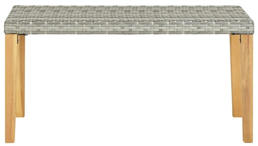 Panchina da giardino 120 cm grigio polyrattan massello d&#039;acacia