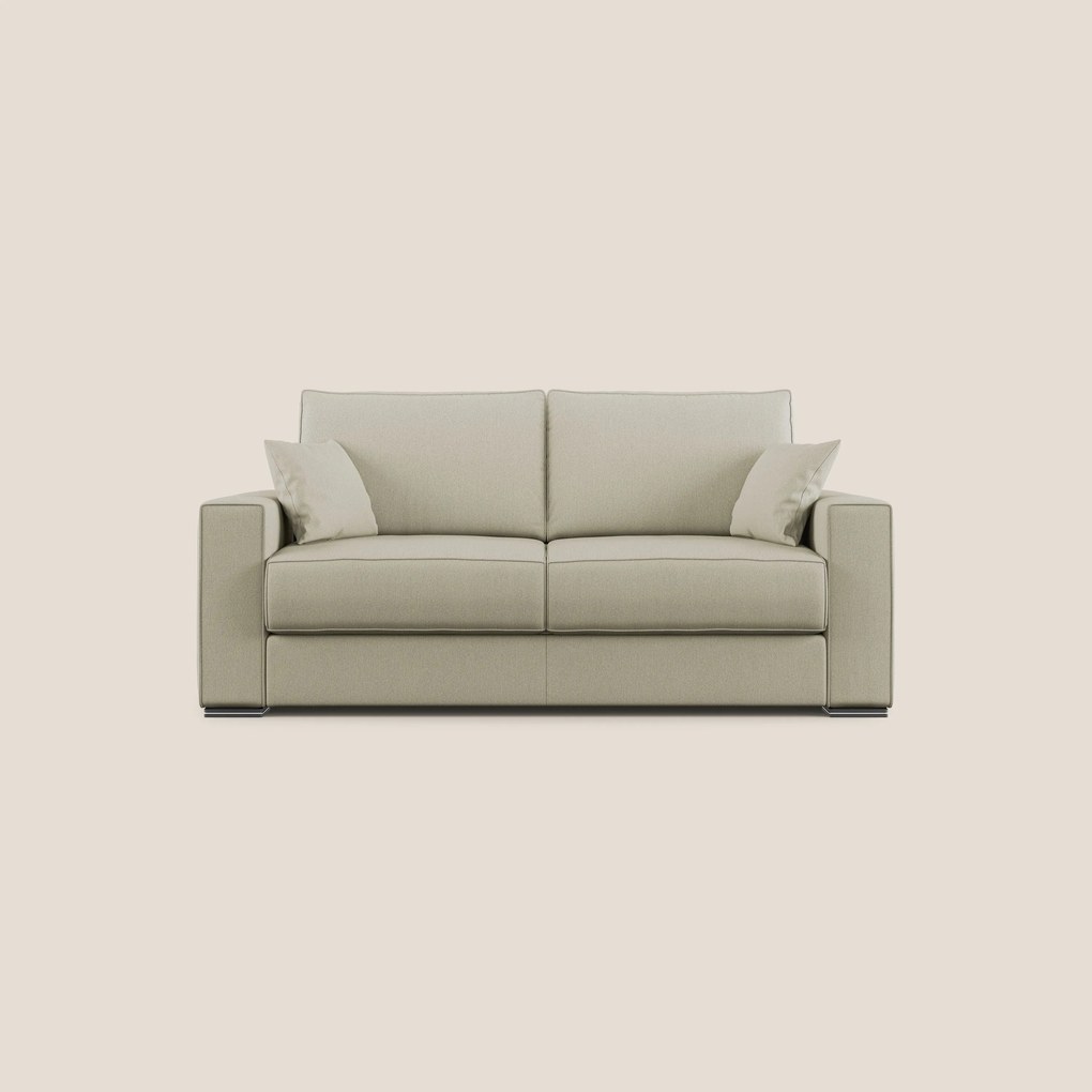 Dream Divano letto moderno dai morbidi cuscini in tessuto smacchiabile T05 panna