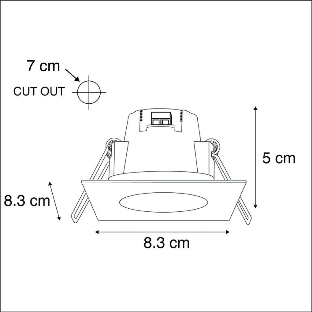 Set di 3 faretti da incasso quadrati in acciaio con LED IP65 - Simply
