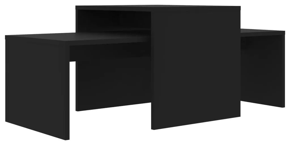 Set tavolini da salotto nero 100x48x40 cm in legno multistrato