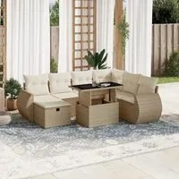 Set Divano da Giardino 8 pz con Cuscini Beige in Polyrattan 3275158