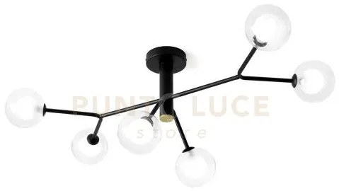 Cosmo lampadario da soffitto 6 luci vetro trasparente struttura ner...