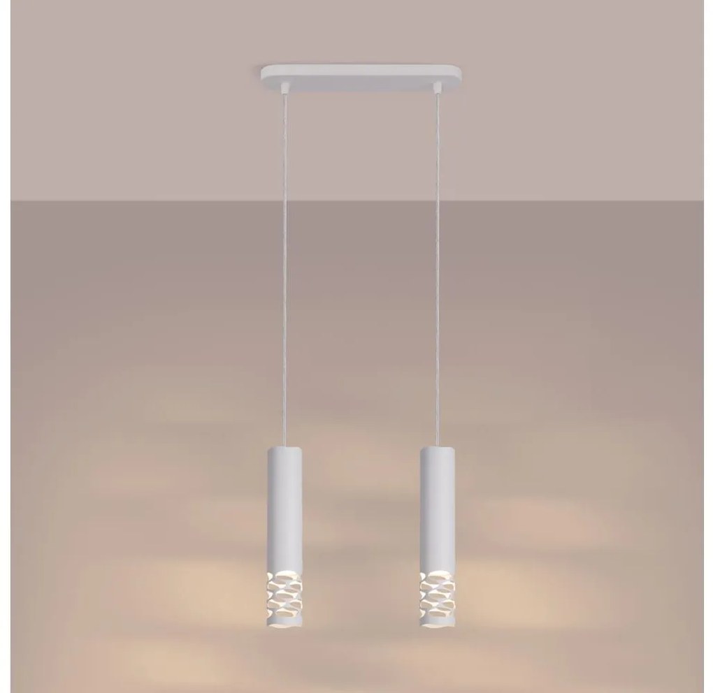 Sollux SL.1692 - Lampadario a sospensione con filo LIRO 2xGU10/10W/230V bianco