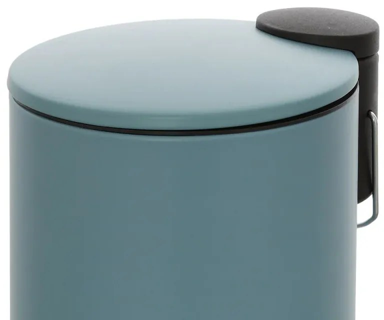 Pattumiera bagno in acciaio turchese cobalto con pedale e coperchio slim 3 lt