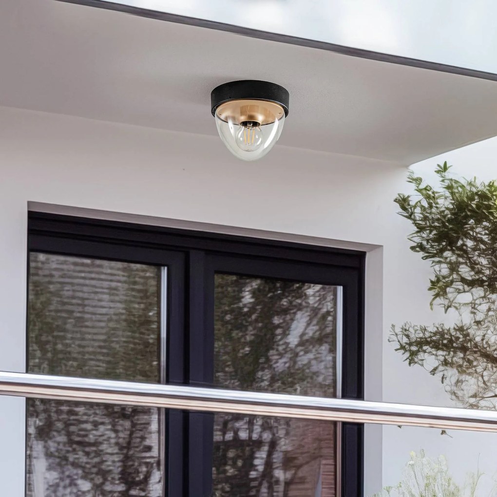 Nowodvorski Lighting Plafoniera Nook con paralume trasparente, nero/oro