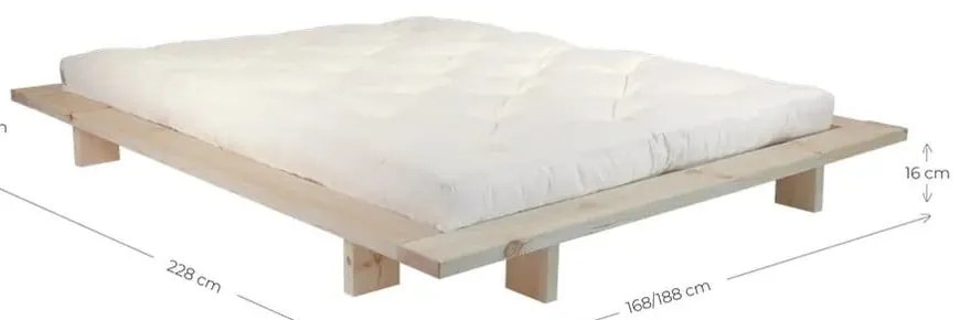 Letto matrimoniale in legno di pino con griglia color naturale 180x200 cm Japan - Karup Design