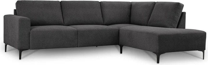 Divano angolare color antracite (con penisola a destra/a L) con rivestimento in ciniglia Fabian – Scandic