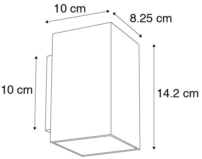 Set di 2 lampade da parete moderne nere quadrate 2 luci - Sandy