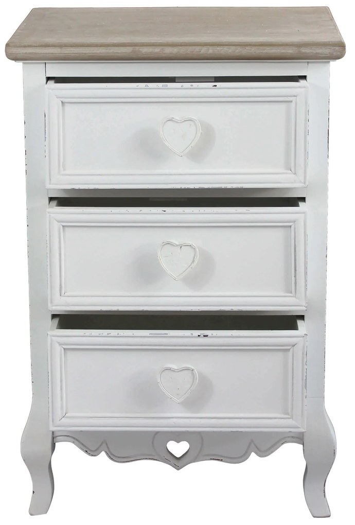 BRIGITTE - mobiletto 3 cassetti in legno di paulownia shabby chic