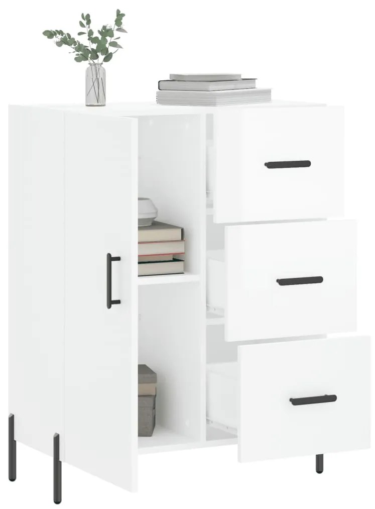 Credenza 69,5x34x90 cm in legno multistrato bianco lucido