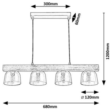 Rabalux 3120 - Lampadario su corda CARDAMON 4xE14/40W/230V