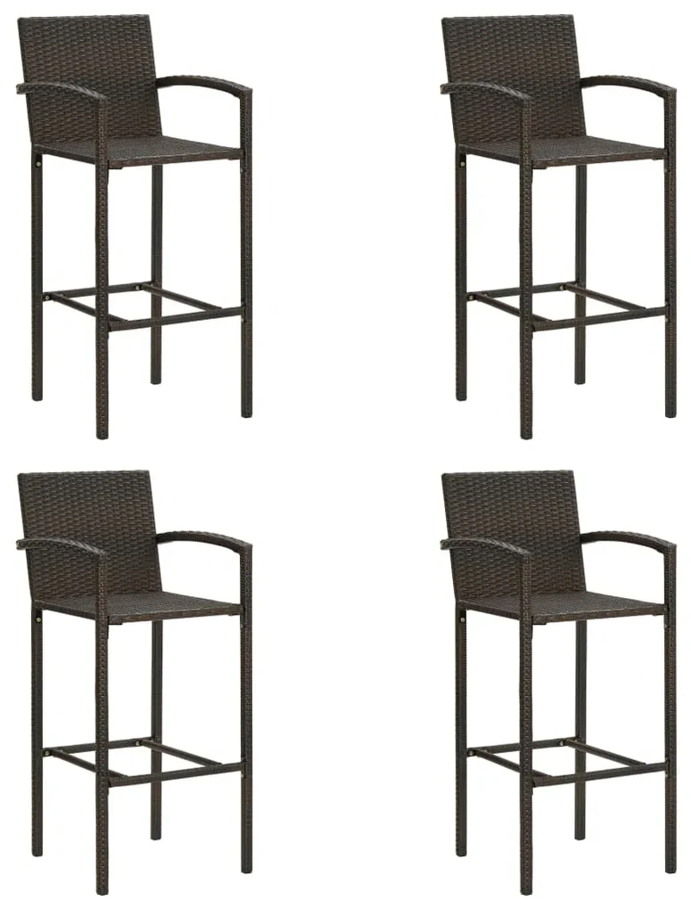Sgabelli da bar 4 pz marroni in polyrattan