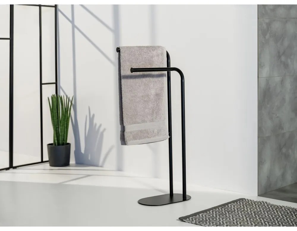 Stand portasciugamani nero in acciaio Levante – Wenko