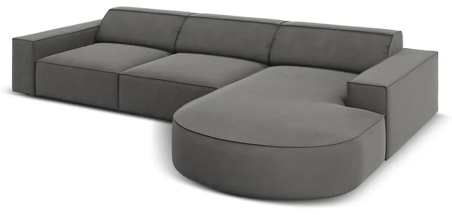 Divano angolare in velluto grigio (angolo destro) Jodie - Micadoni Home