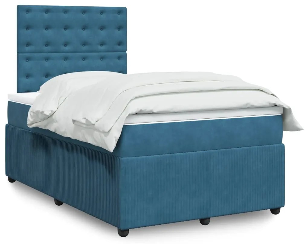 Giroletto A Molle Con Materasso Blu Scuro 120x200 Cm İn Velluto /