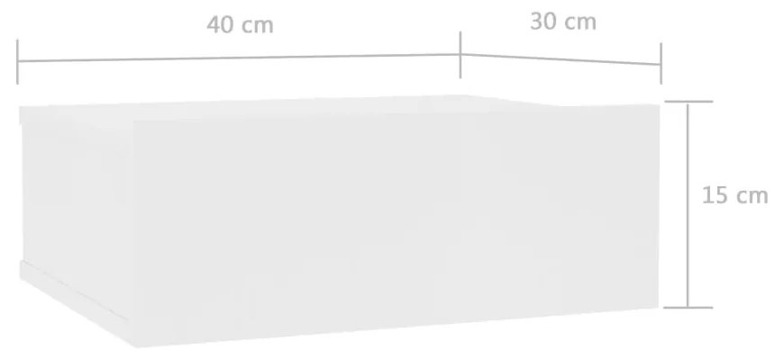 Comodini Pensili 2pz Bianchi 40x30x15 cm in Legno Multistrato