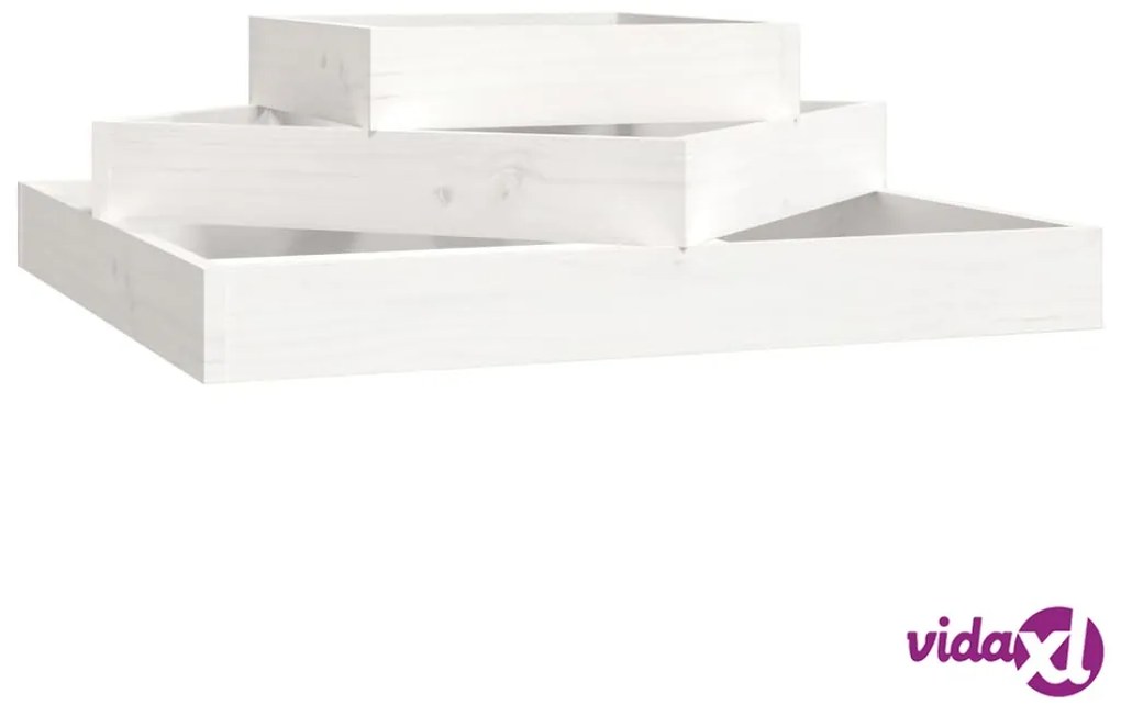 vidaXL Fioriera Bianca 83x83x27 cm in Legno Massello di Pino
