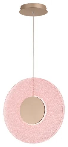 Lampada a sospensione LED CANDY 45 cm in metallo Oro e vetro graniglia Rosa