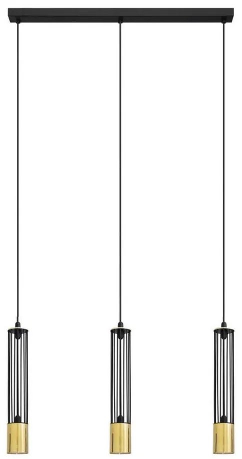 LED Lampadario su corda BARS 3xGU10/4,8W/230V nero/dorato