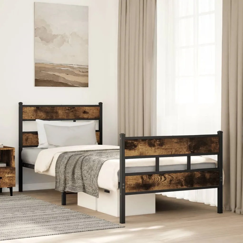 Giroletto Senza Materaso İn Metallo Rovere Fumo 90x190 Cm /