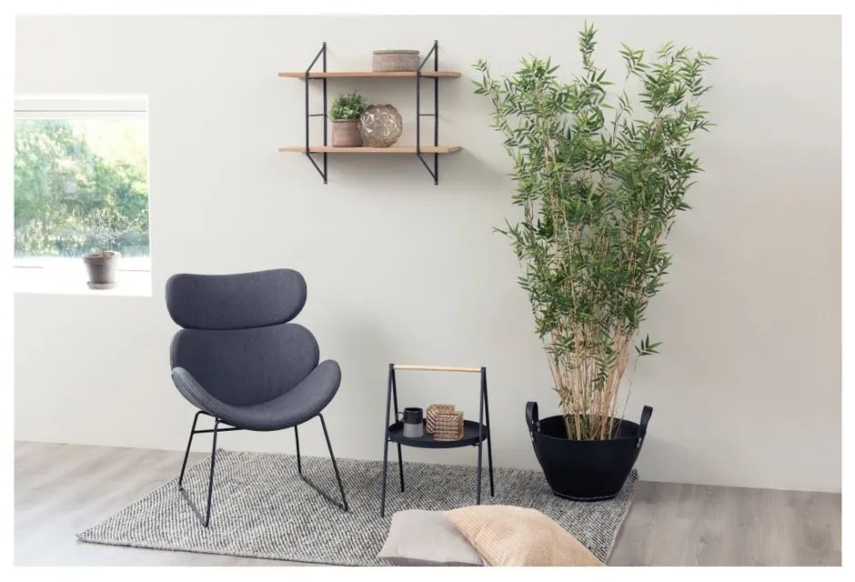 Poltrona grigio scuro con gambe nere Cazar - Actona