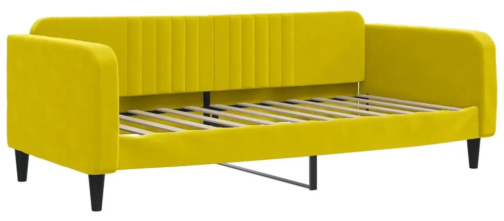 Divano letto con materasso giallo 100x200 cm in velluto