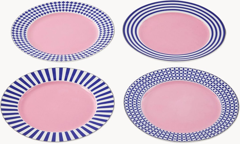 Set di 4 piatti da colazione in porcellana Aunty