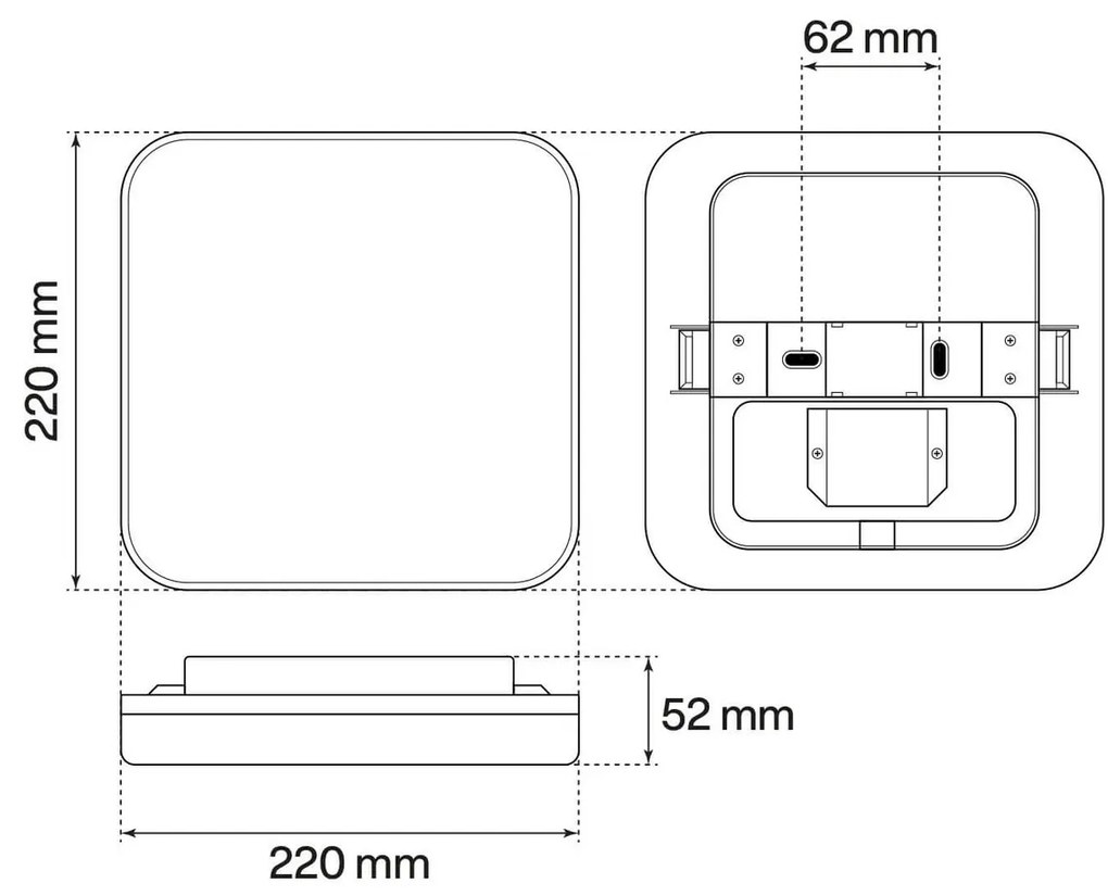 Plafoniera LED 18W IP65 Quadrata 22x22cm CCT Bianco Variabile