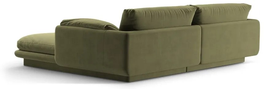 Divano angolare in verde chiaro (con penisola a sinistra/con chaise lounge) con rivestimento in velluto Torino – Micadoni