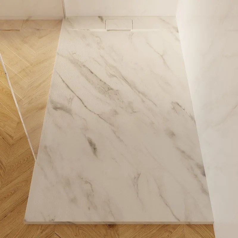 Piatto doccia NEO V2 SENSEA in composito minerale di resina gelificata bianco marbre L 90 x L 180 x H 3.2 cm