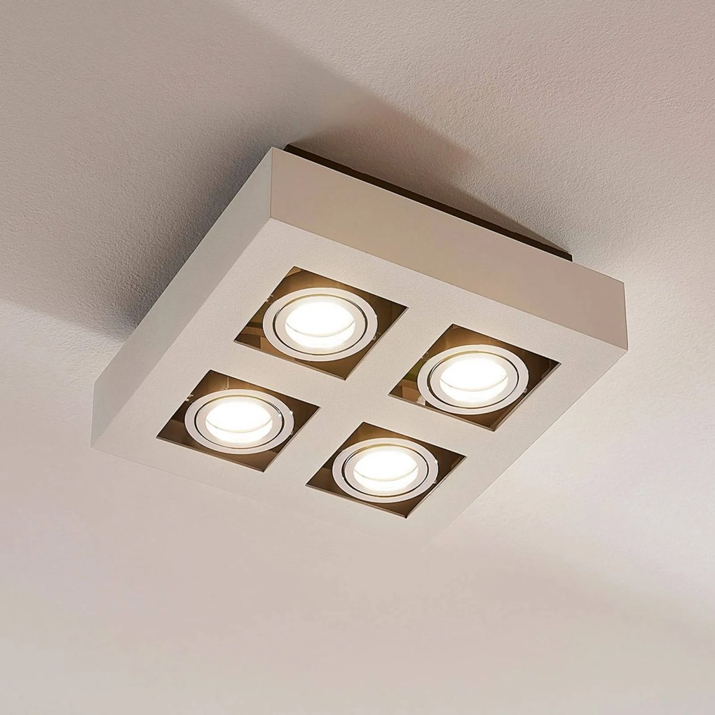 Arcchio faretto Vince, 25 x cm, a 4 luci, bianco/cromatico, GU10 VINCE Arcchio, dimmerabile, Bianco / Opale, Corridoio, Alluminio, Moderno, Faretto