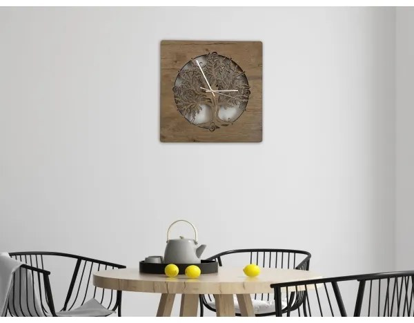 Li-Go 5652/DUB2 - Orologio LED dimmerabile LED/10W/5V 20000 mAh 42x42 cm rovere+ telecomando