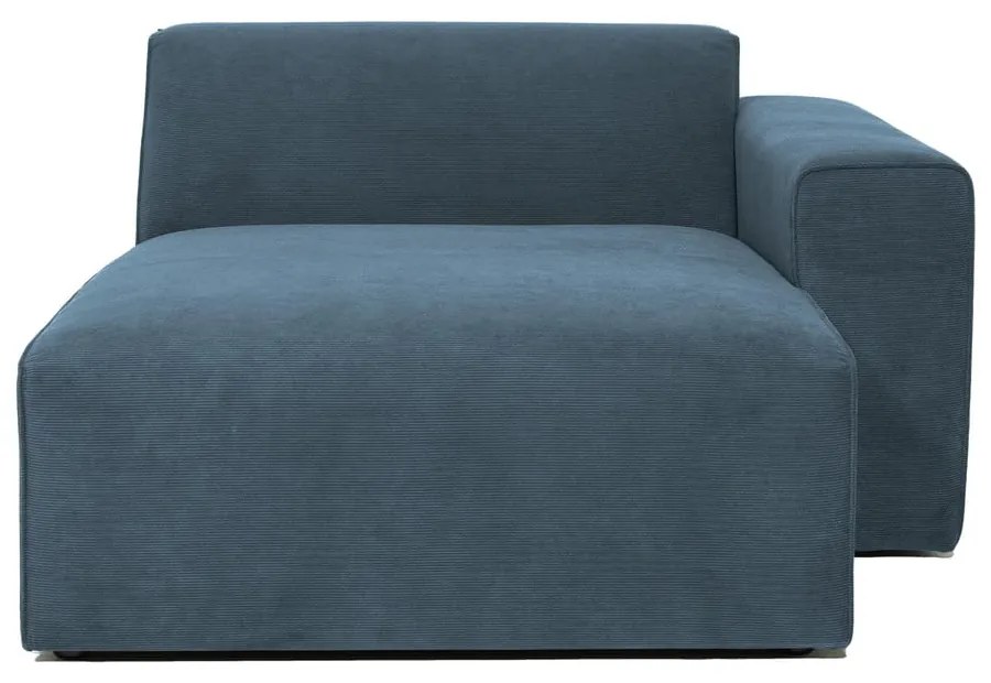 Divano componibile blu (con penisola a destra) con rivestimento in velluto a coste Sting – Scandic