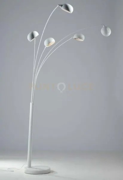 Piantana eracle bianca 5 luci attacco e14 108x35x219cm base in marm...