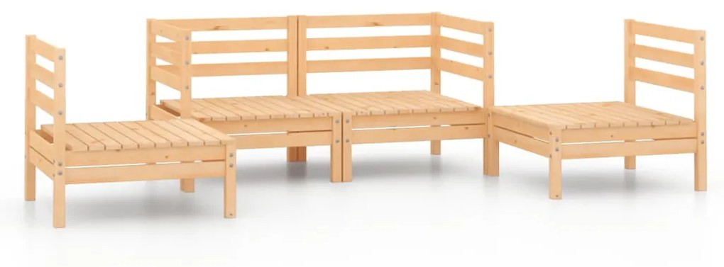 Set Divani da Giardino 4 pz in Legno Massello di Pino