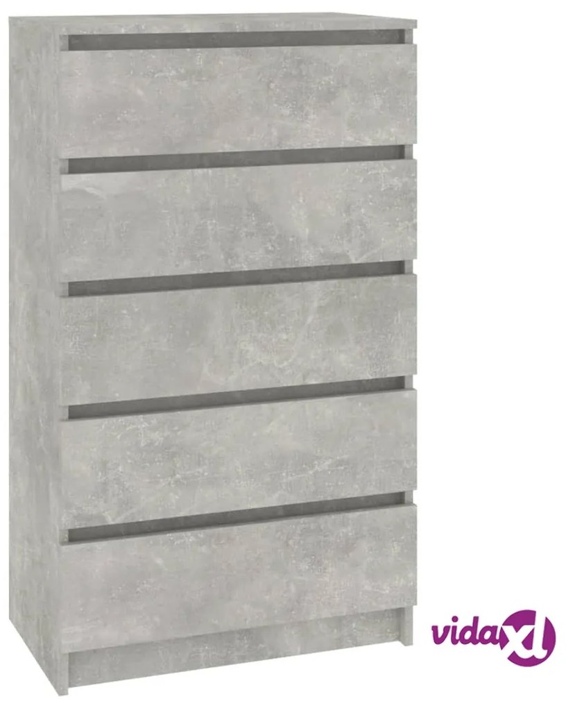 vidaXL Cassettiera Grigio Cemento 60x36x103 cm in Legno Multistrato