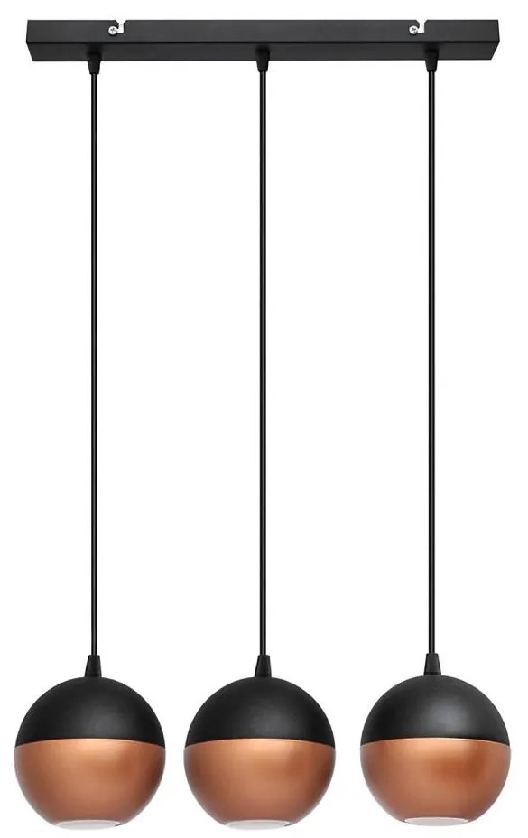 Lampadario LED a sospensione con filo MIDWAY 3xGU10/4,8W/230V nero/rame