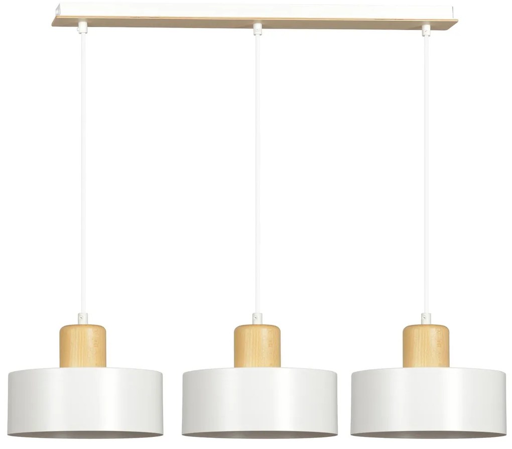 Lampadario a Sospensione in Acciaio e Legno TORIN 3 Nero 3xE27