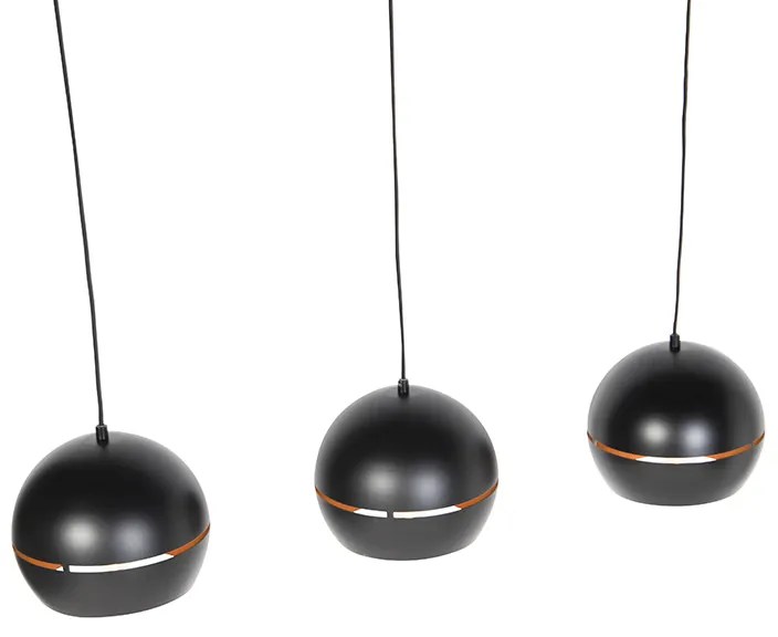 Lampada a sospensione di design nera con interno dorato 3 luci - Buell