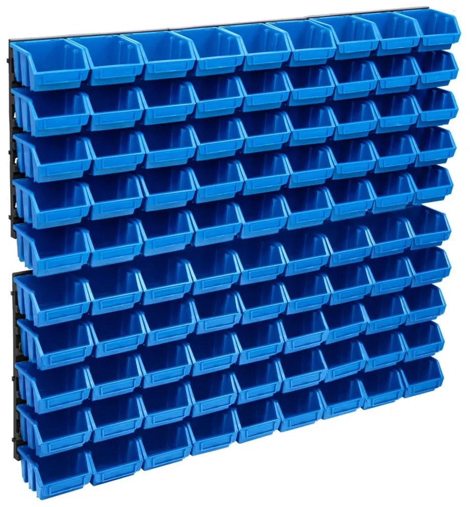 Kit Contenitori 96 Pz Con Pannelli A Parete Blu E Nero /